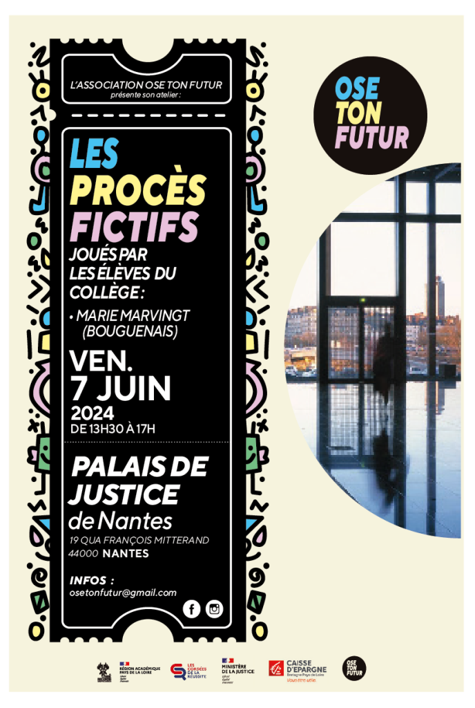 Affiche du procès fictif du 7 juin 2024 du collège Marie Marvingt