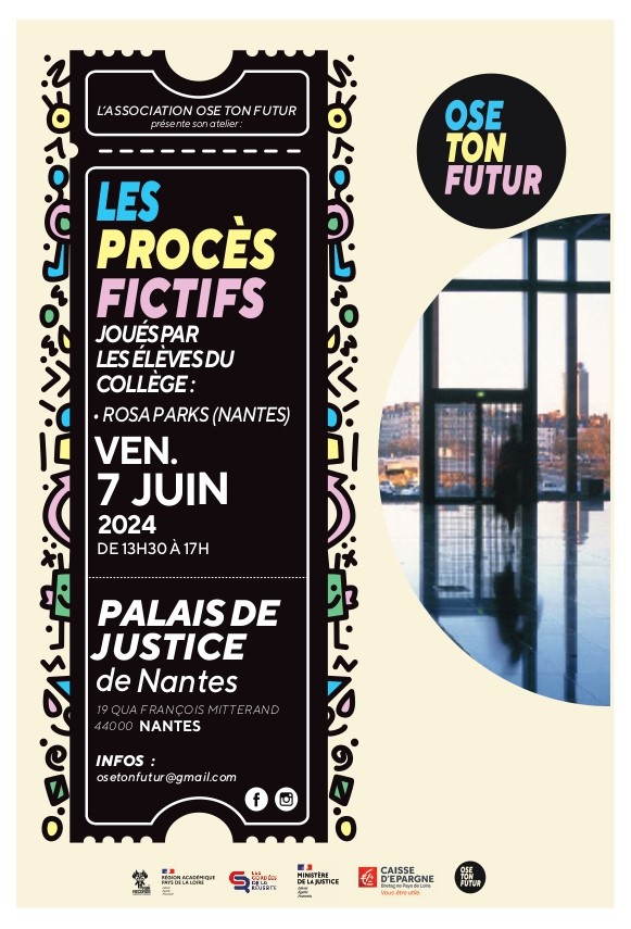 Affiche du procès fictif du 7 juin 2024 du collègue Rosa Parks